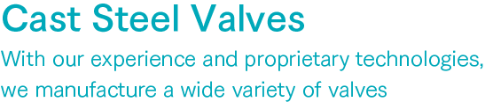 Cast Steel Valves:With our experience and proprietary technologies,we manufacture a wide variety of valves