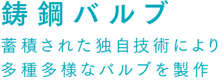 鋳鋼バルブ 蓄積された独自技術により多種多様なバルブを製作